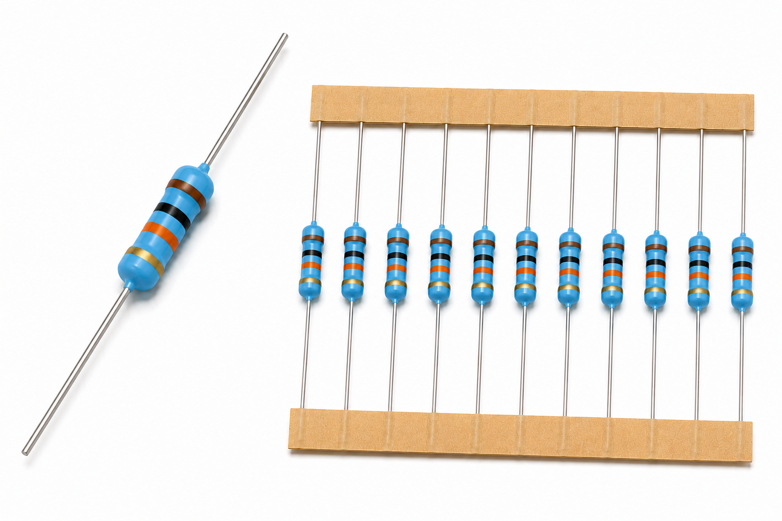 Điện Trở 10 KOhm 1/4W 5% 4 Vòng Màu